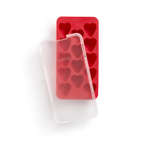 Lekue Heart Shapes Silicone Ice Cube Tray, Red