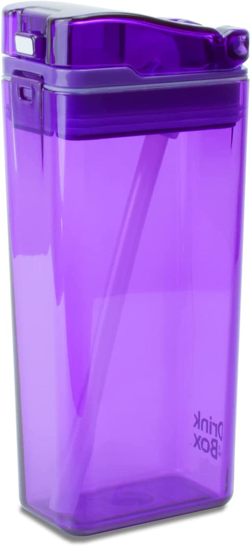 Precidio Design Drink in the Box Eco-Friendly Reusable Juice Box Container, 12 ounce, Purple