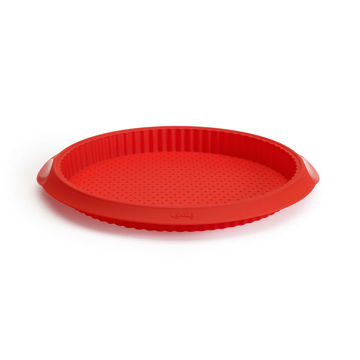 Lekue Silicone Perforated 11-Inch Quiche Pan, Red