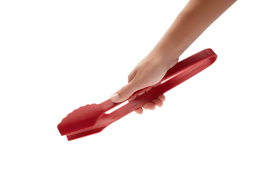 Kuhn Rikon Silicone Scalloped Tongs, 12-Inch, Red