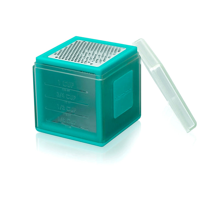 Microplane 3-in-1 Cube Grater with Fine, Ribbon, and Coarase Blades, Aqua
