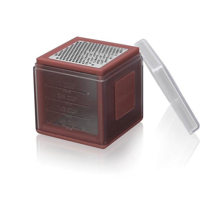 Microplane 3-in-1 Cube Grater with Fine, Ribbon, and Coarase Blades, Merlot