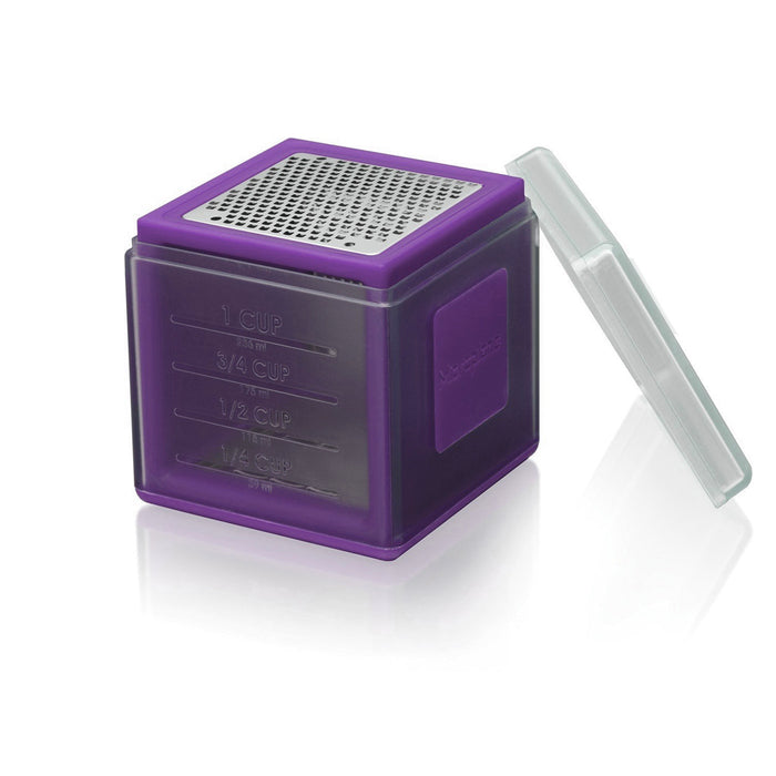 Microplane 3-in-1 Cube Grater with Fine, Ribbon, and Coarase Blades, Purple