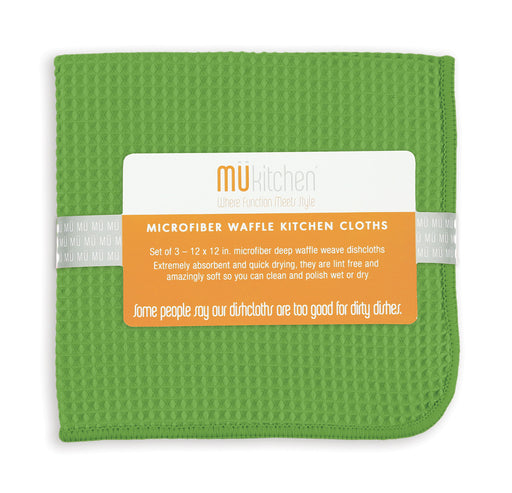 MU Kitchen 12" x 12" Waffle Microfiber Dish Cloth Set Of 3, Cactus