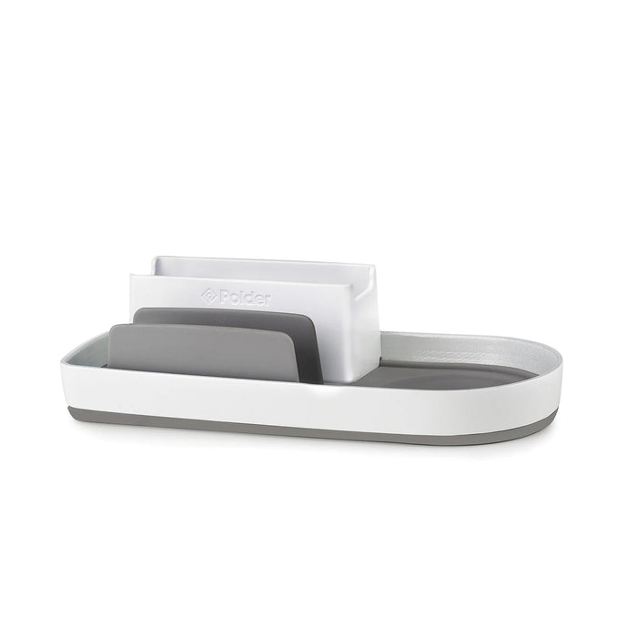 Polder 3-Piece Sink Caddy Set with Nylon Brissle Dish Brush, Storage Tray, and Scouring Sponge