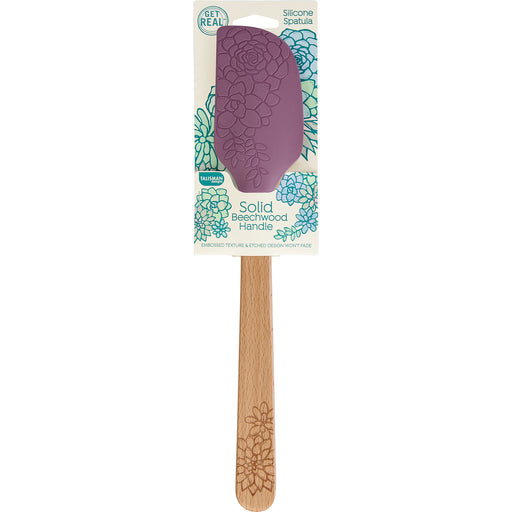 Talisman Designs Laser Etched Beechwood Large Silicone Spatula, Succulent Collection, Set of 1, Purple