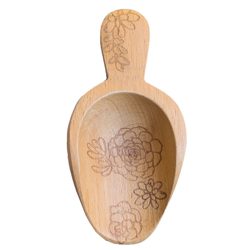 Talisman Designs Laser Etched Beechwood Mini Scoop, Succulent Collection