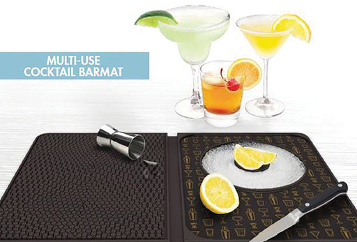 Talisman Designs Multi-Use Cocktail Bar & Drink Dispenser Mat, 9x12 inch , Black