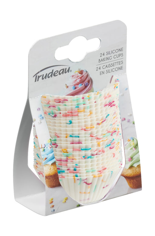 Trudeau Structure White Confetti Silicone Mini Muffin Baking Cups, Set of 24