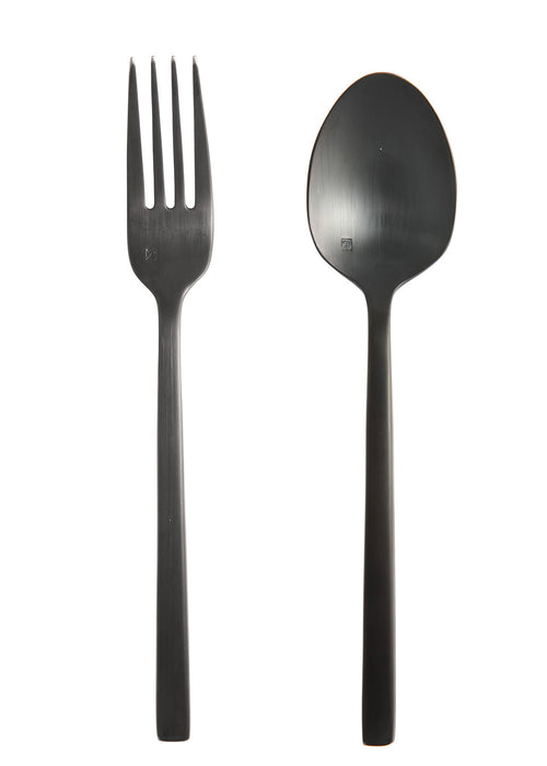 Fortessa Arezzo 2 Piece Serving Set, Boxed, Brushed Black