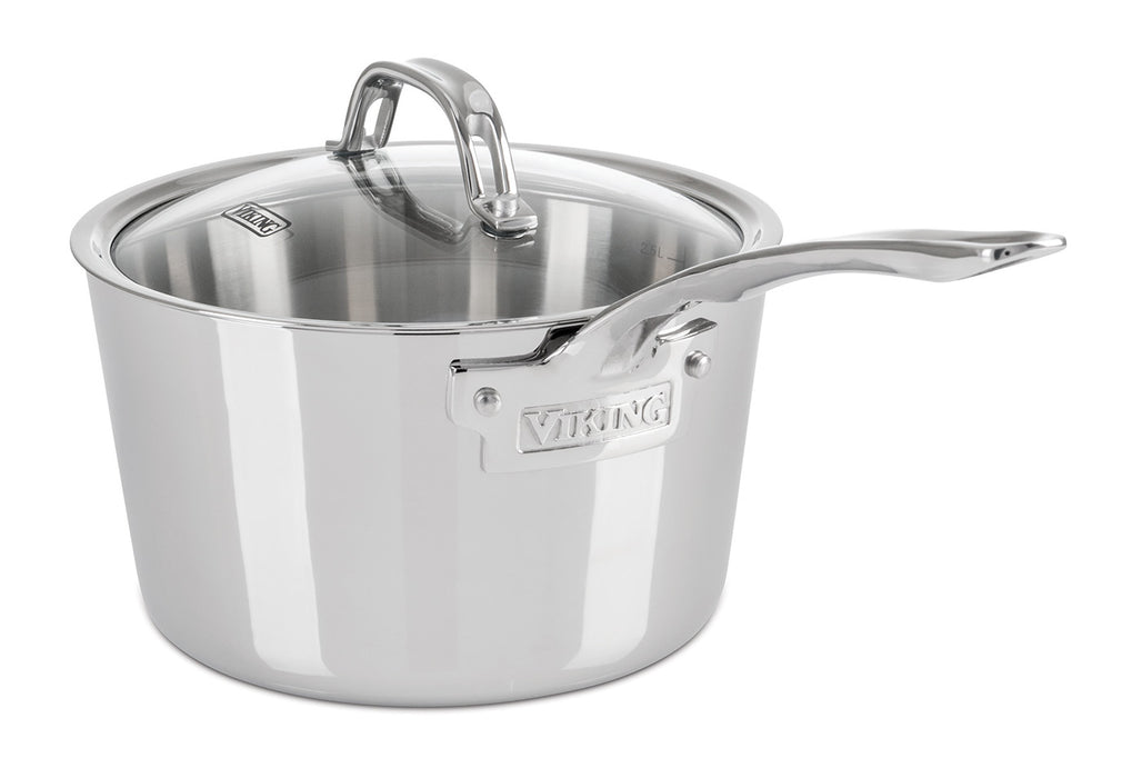 Viking Contemporary 3-Ply Stainless Steel 3.4 Qt. Saucepan with Lid