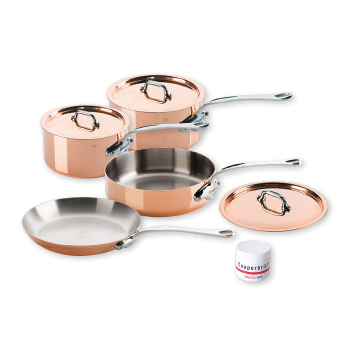 Mauviel M'Heritage M'150s 7 Piece Copper Cookware Set Cast Stainless Handles