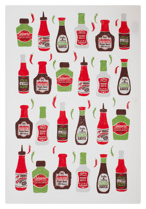 MU Kitchen Designer Print Kitchen Towel, Multiple Designs, Hot Sauce