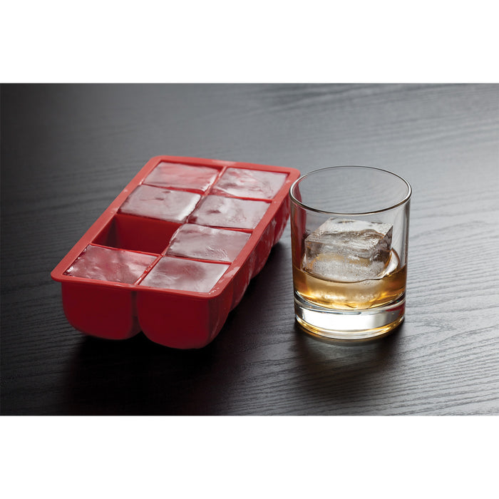 HIC Silicone Big Block Silicone Cocktail Ice Cube Mold Tray, Red