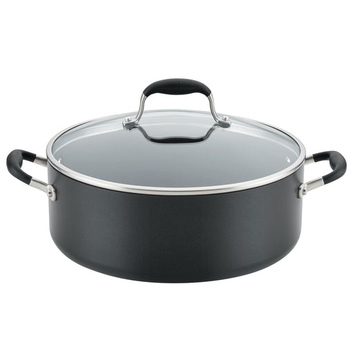 Anolon Advanced Home Hard-Anodized Nonstick Wide Stockpot with Lid, 7.5-Quart, Onyx