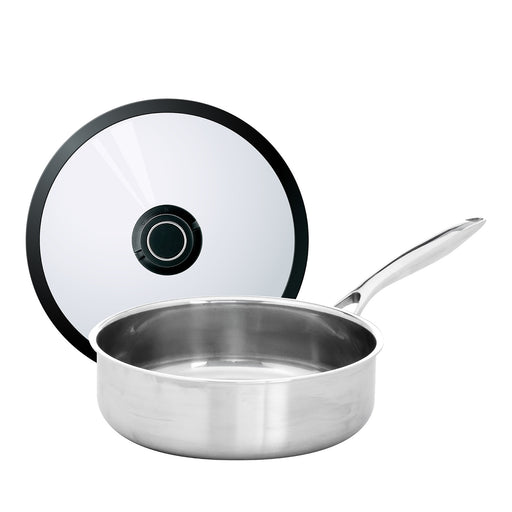 Frieling Black Cube Stainless 3-Quart Saute Pan with Lid, 9.5-Inch