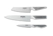 Global G-2538 3 Piece Knife Set with Chef's, Vegetable and Paring Knife