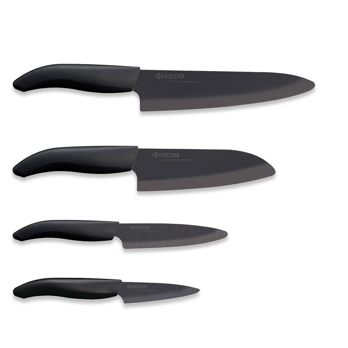 Kyocera Universal Knife Block Set w/ 4 Ceramic Knives, Black Blades