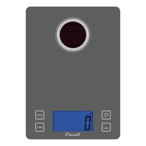Escali Stela Solar USB Kitchen Scale with Backlight, 15 lb. Capacity, Grey