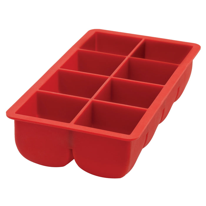 HIC Silicone Big Block Silicone Cocktail Ice Cube Mold Tray, Red
