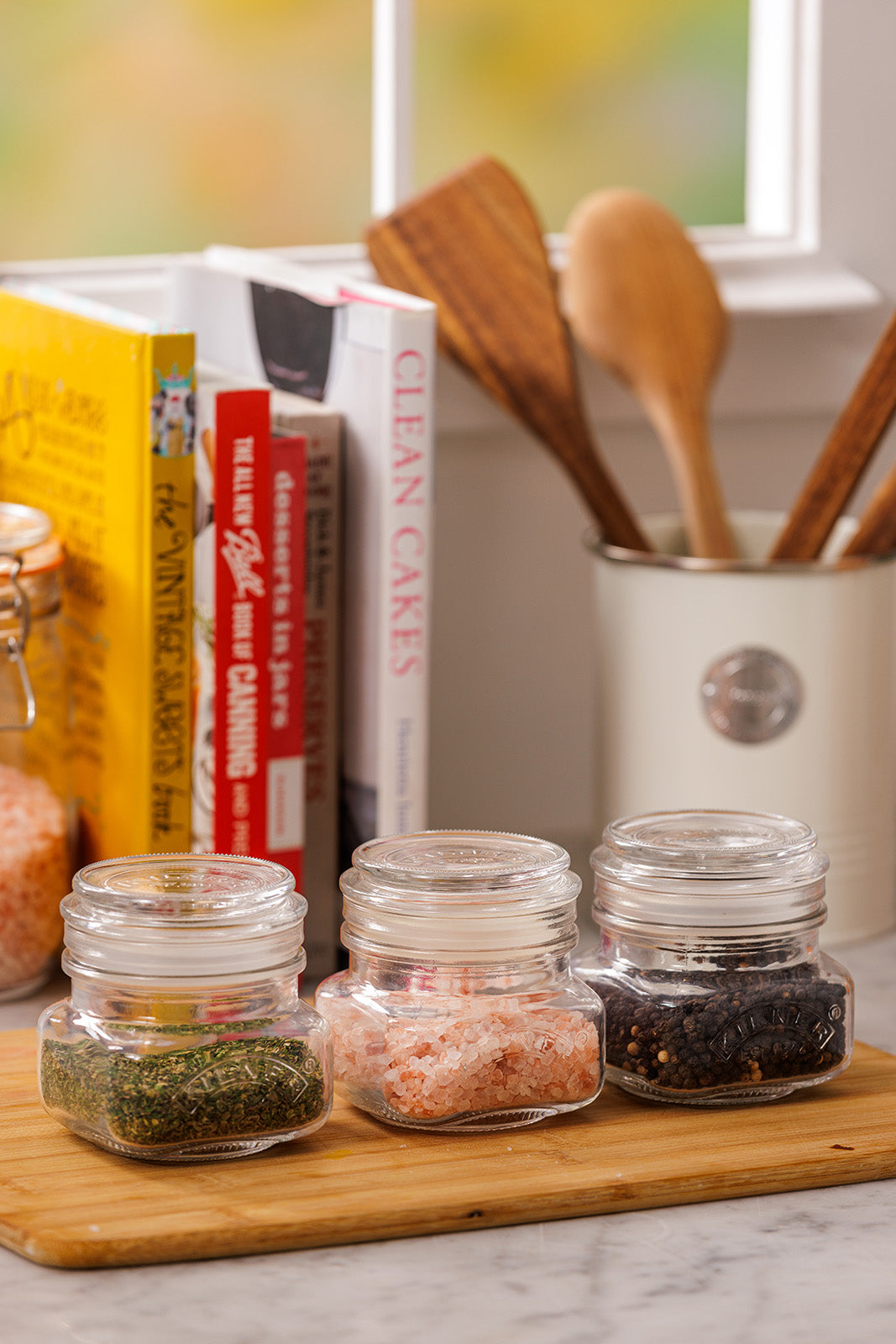 Kilner Square Push Top Storage Jars, Set of 3, 8.5 ounce