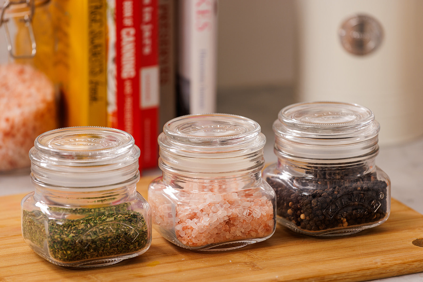 Kilner Square Push Top Storage Jars, Set of 3, 8.5 ounce