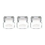 Kilner Square Push Top Storage Jars, Set of 3, 8.5 ounce