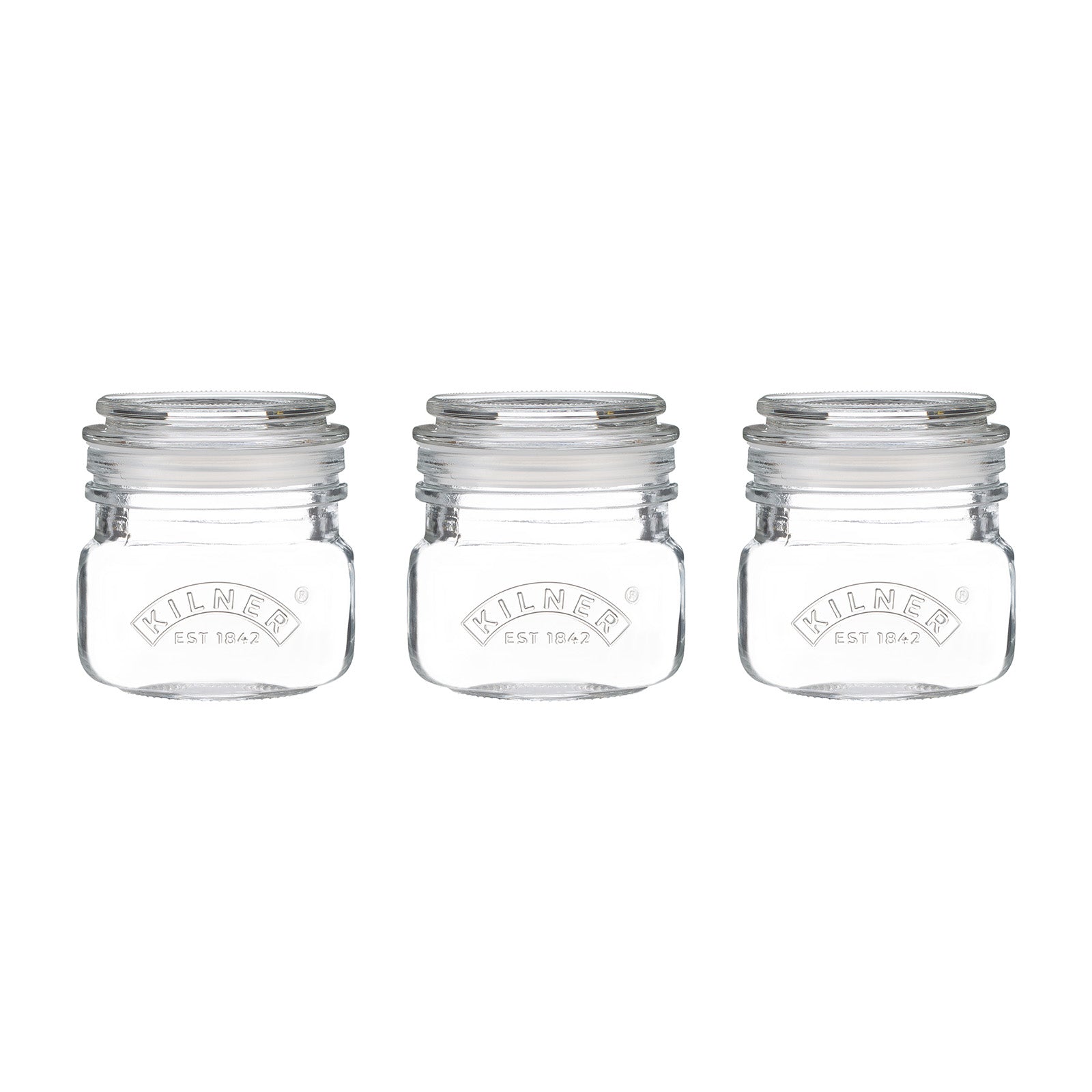 Kilner Square Push Top Storage Jars, Set of 3, 8.5 ounce