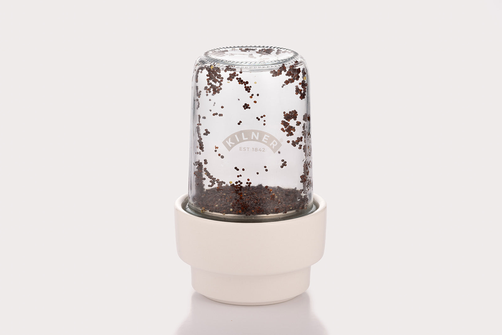 Kilner Food Prep Sprouting Set with Glass Jar and Ceramic Base