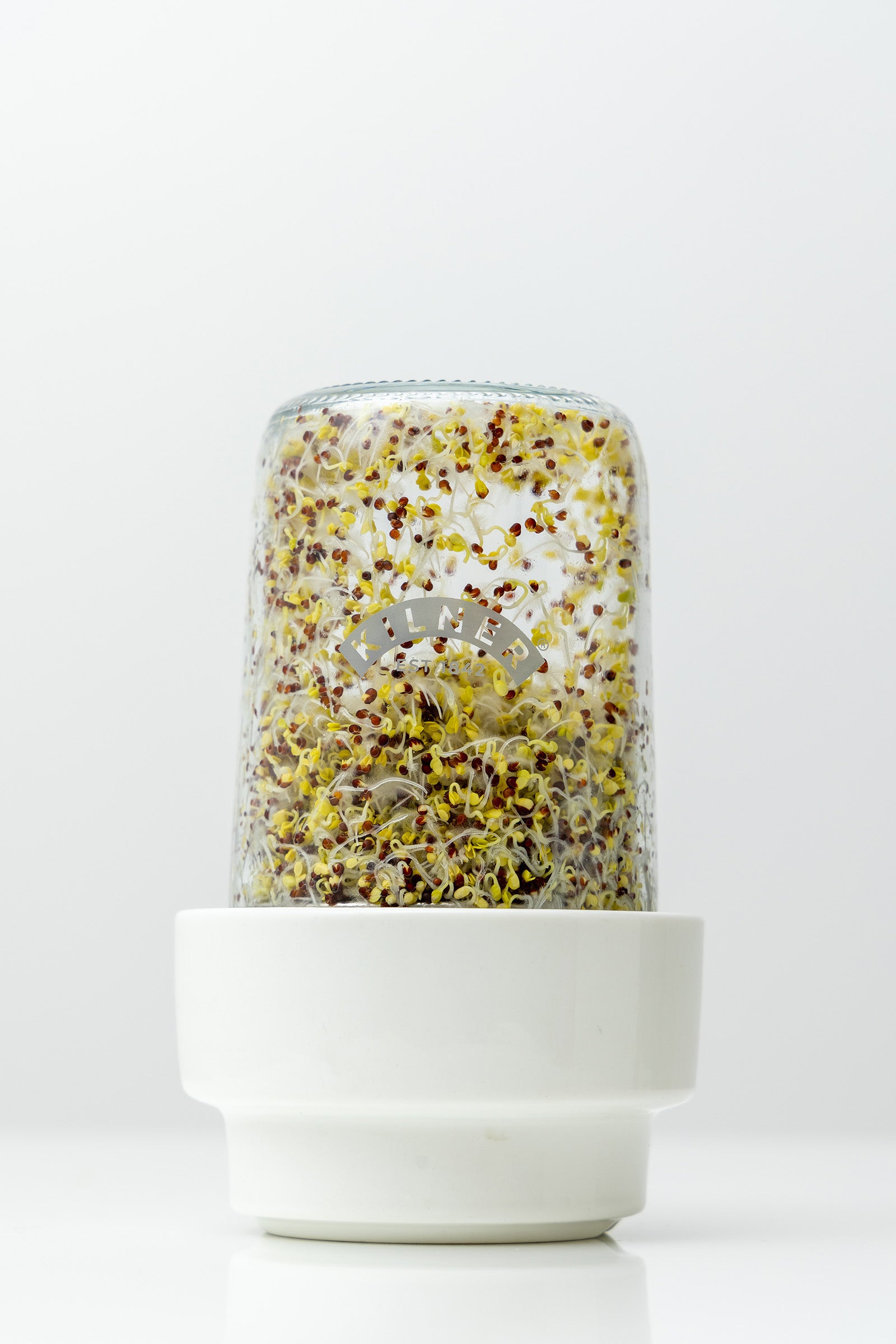 Kilner Food Prep Sprouting Set with Glass Jar and Ceramic Base