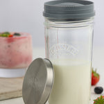 Kilner Kefir Set with Wide Mouth Jar, Silicone Strainer Cap, Stainless Steel Lid, 17 Ounce
