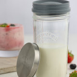 Kilner Kefir Set with Wide Mouth Jar, Silicone Strainer Cap, Stainless Steel Lid, 17 Ounce