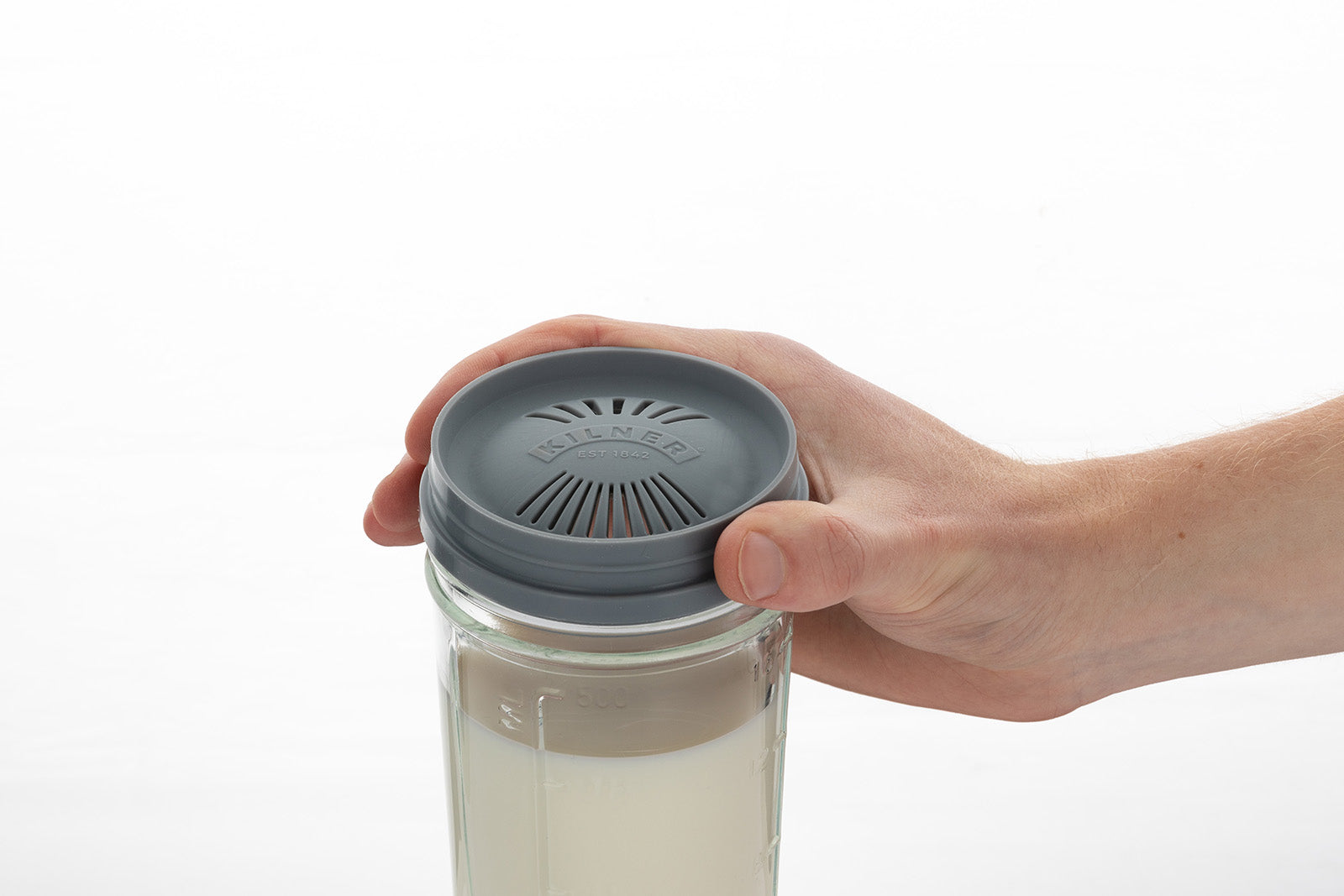 Kilner Kefir Set with Wide Mouth Jar, Silicone Strainer Cap, Stainless Steel Lid, 17 Ounce