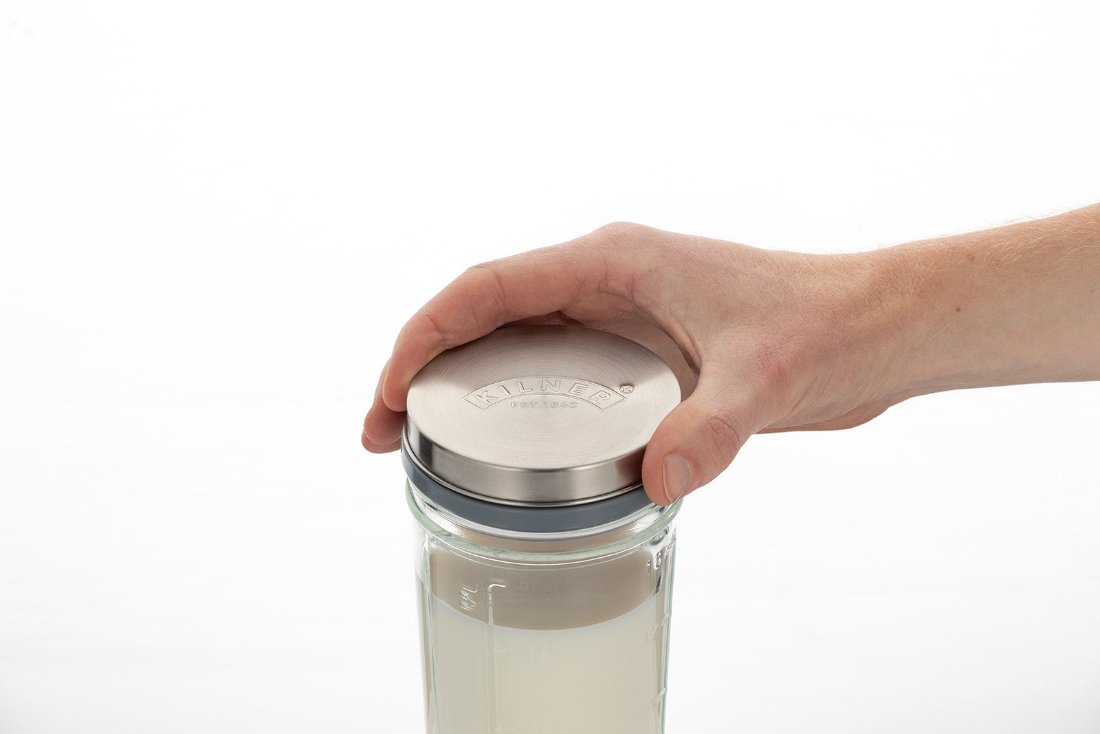 Kilner Kefir Set with Wide Mouth Jar, Silicone Strainer Cap, Stainless Steel Lid, 17 Ounce