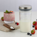 Kilner Kefir Set with Wide Mouth Jar, Silicone Strainer Cap, Stainless Steel Lid, 17 Ounce
