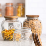 Kilner Universal Glass Storage Jar with Wooden Lid and Silicone Seal, 28.7 Ounce
