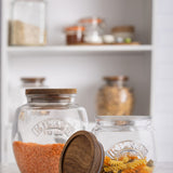 Kilner Universal Glass Storage Jar with Wooden Lid and Silicone Seal, 67.6 Ounce
