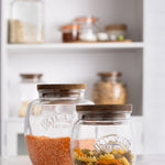 Kilner Universal Glass Storage Jar with Wooden Lid and Silicone Seal, 67.6 Ounce