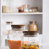 Kilner Universal Glass Storage Jar with Wooden Lid and Silicone Seal, 67.6 Ounce