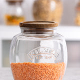 Kilner Universal Glass Storage Jar with Wooden Lid and Silicone Seal, 67.6 Ounce