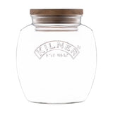 Kilner Universal Glass Storage Jar with Wooden Lid and Silicone Seal, 67.6 Ounce
