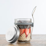 Kilner Parfait & Overnight Oats Jar Set, 350ml Glass Breakfast Jar with Spoon