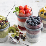 Kilner Parfait & Overnight Oats Jar Set, 350ml Glass Breakfast Jar with Spoon
