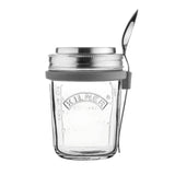 Kilner Parfait & Overnight Oats Jar Set, 350ml Glass Breakfast Jar with Spoon