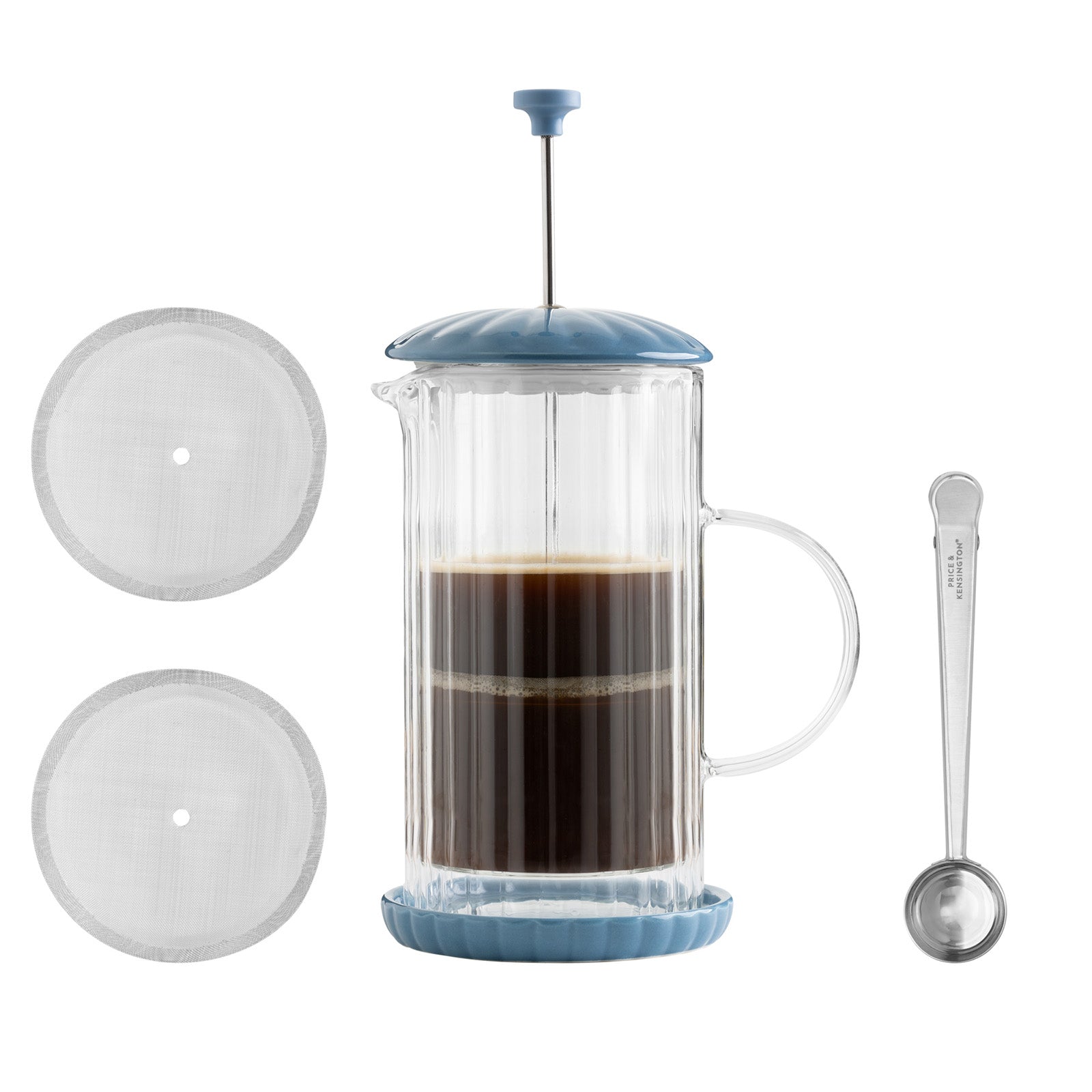 Price & Kensington Luxe French Press, 350 ml, Bluebell
