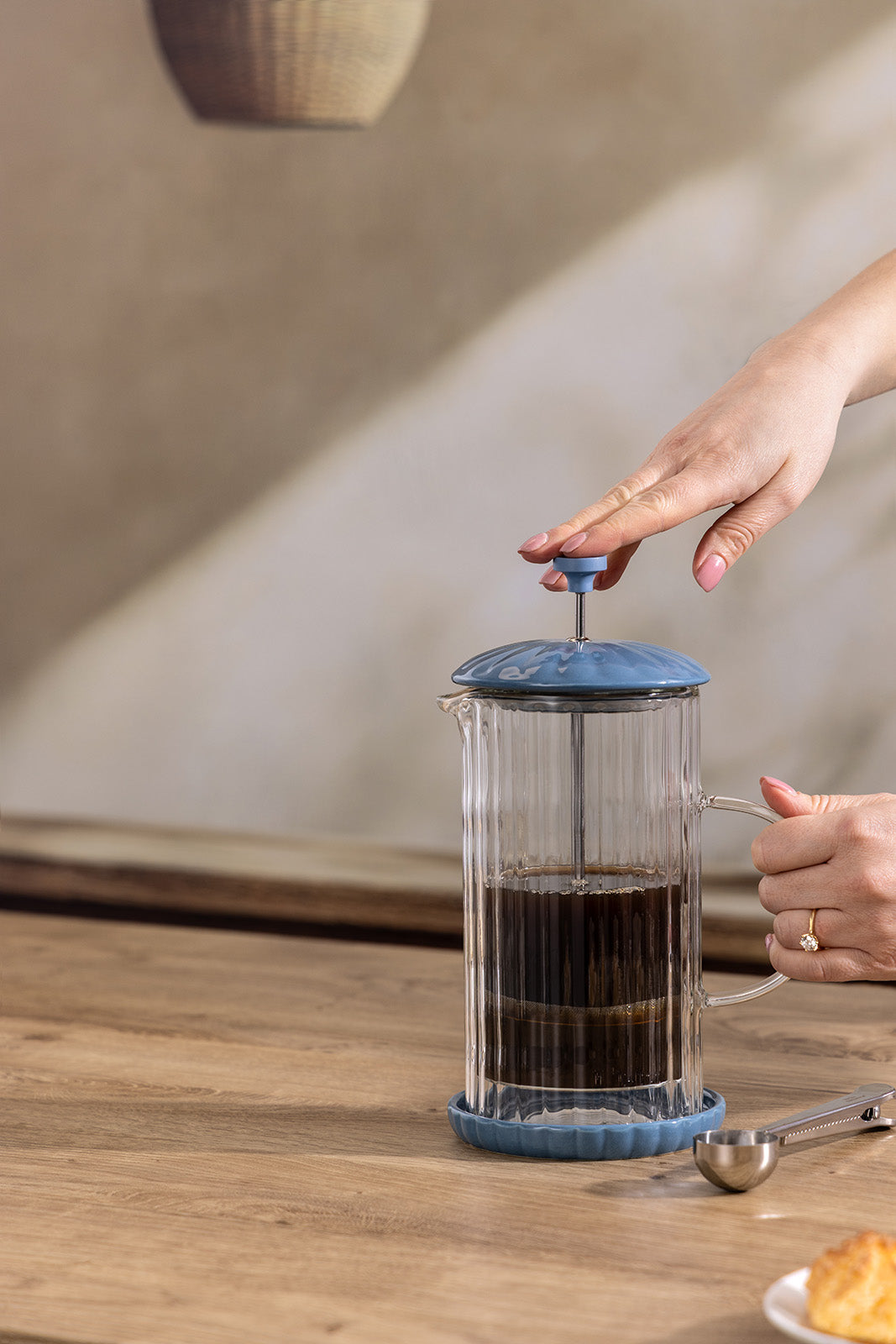 Price & Kensington Luxe French Press, 350 ml, Bluebell