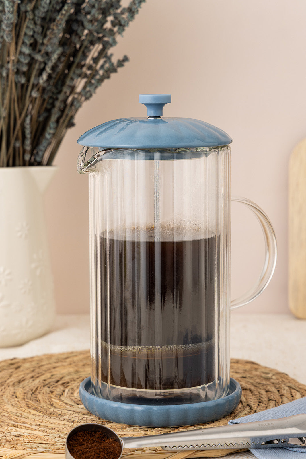 Price & Kensington Luxe French Press, 350 ml, Bluebell