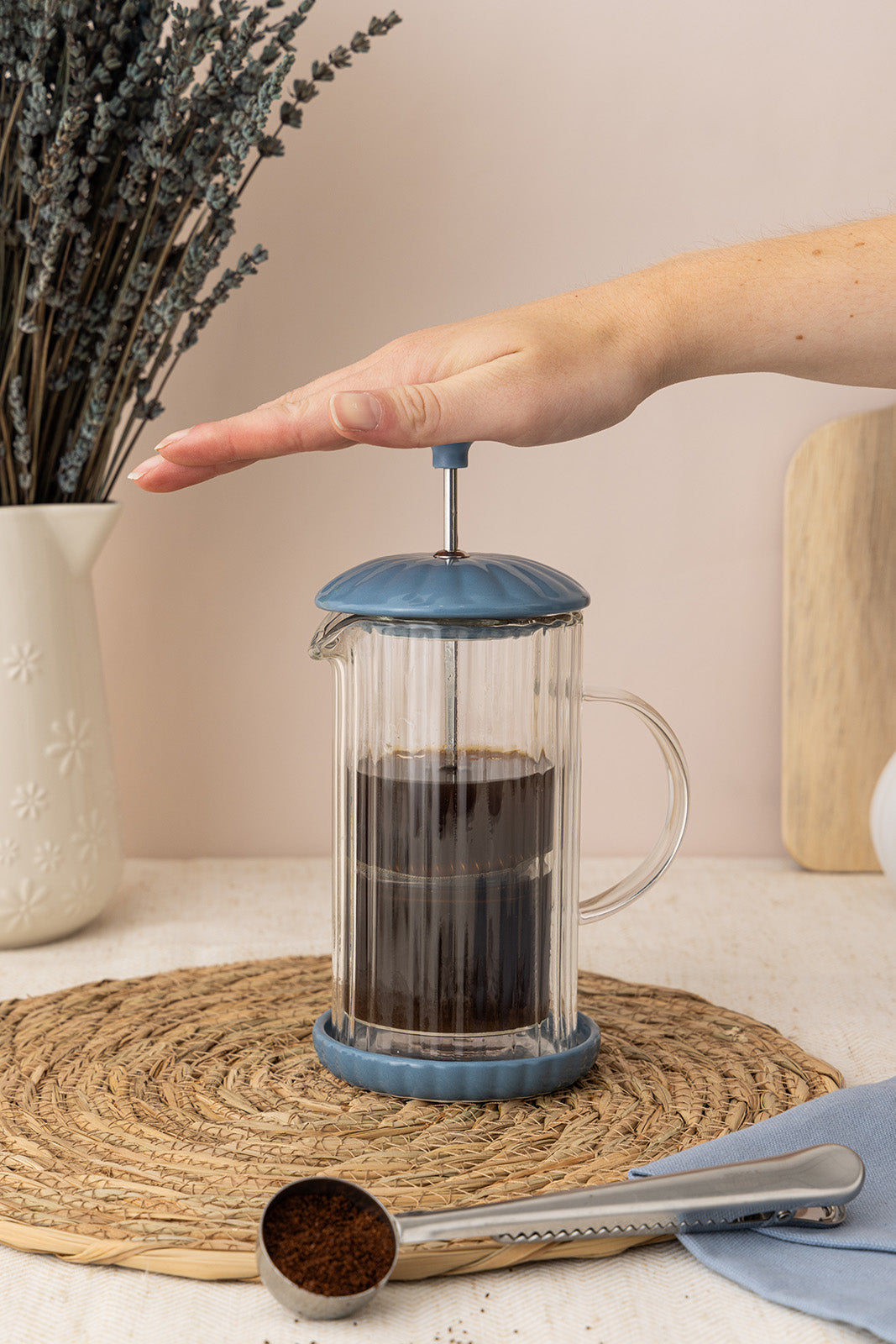 Price & Kensington Luxe French Press, 350 ml, Bluebell