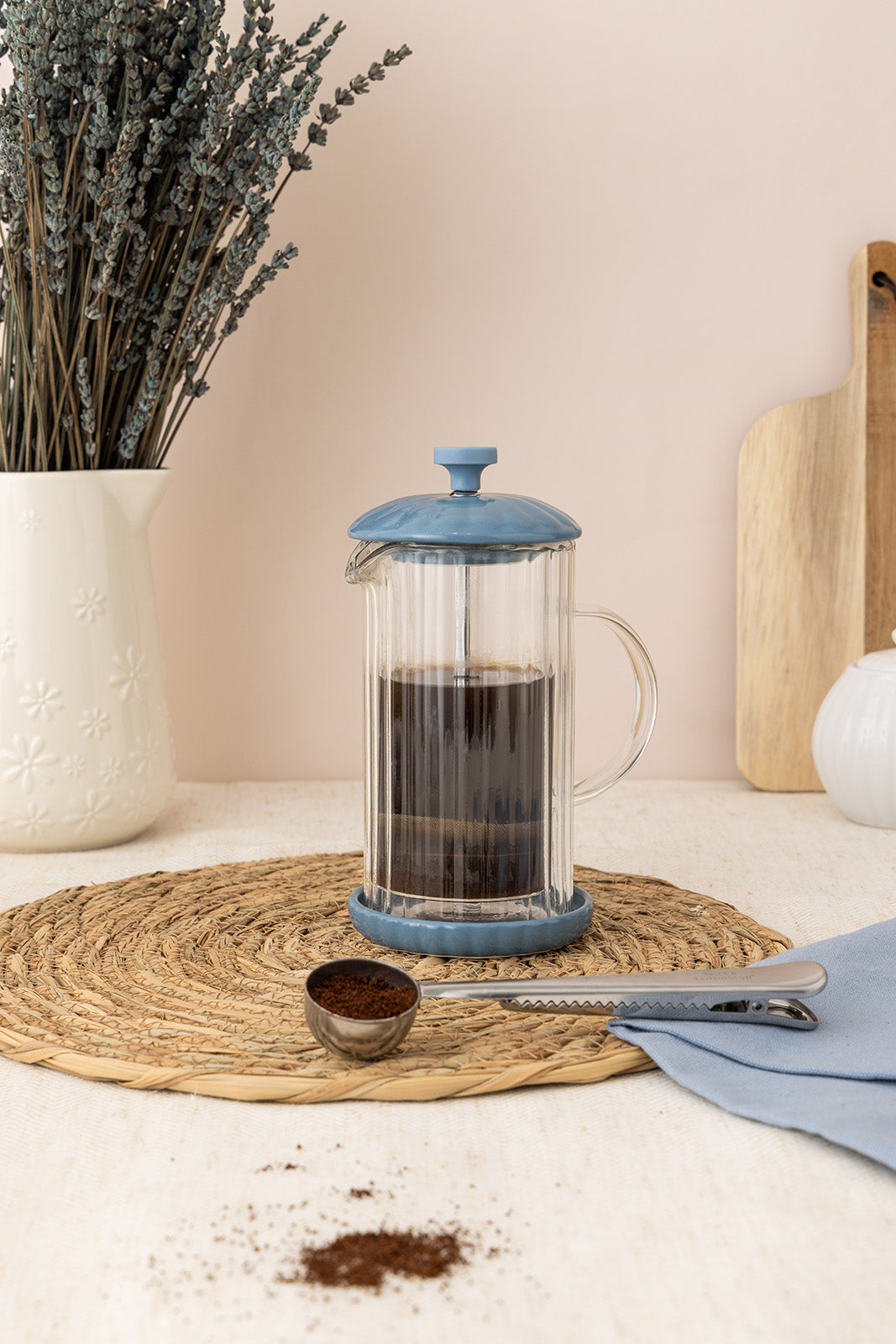 Price & Kensington Luxe French Press, 350 ml, Bluebell