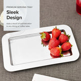 Frieling Rectangluar Silver Tray for Coffee, Tea & Desserts, Polished Mirrored Finish, 18/10 Stainless Steel